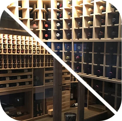 Vinoteca a mida de luxe amb ampolles de fusta noble